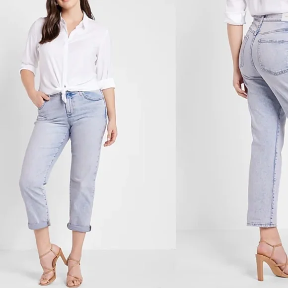 Express Mid Rise Blue Tinted Boyfriend Jeans Brand New With Tag 🏷 - Picture 12 of 16